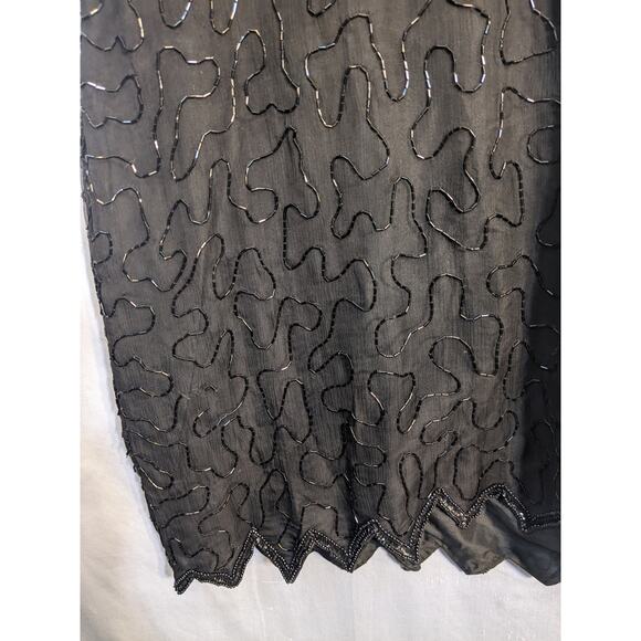 Vintage Black Silk Beaded Formal Dress - Picture 4 of 8